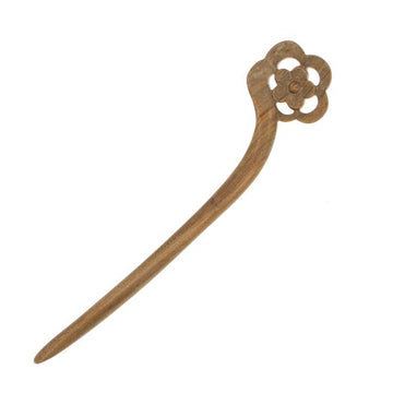 CrystalMood Handmade Carved Lignum-Vitae Wood 5-Petal Flower Hair Stick